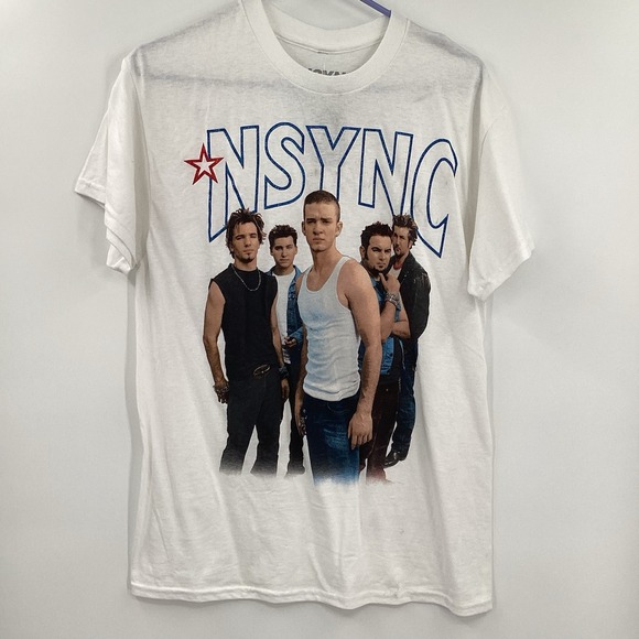 NWT NSYNC Short Sleeved Band Tee shirt unisex Large White Y2K - Picture 2 of 9
